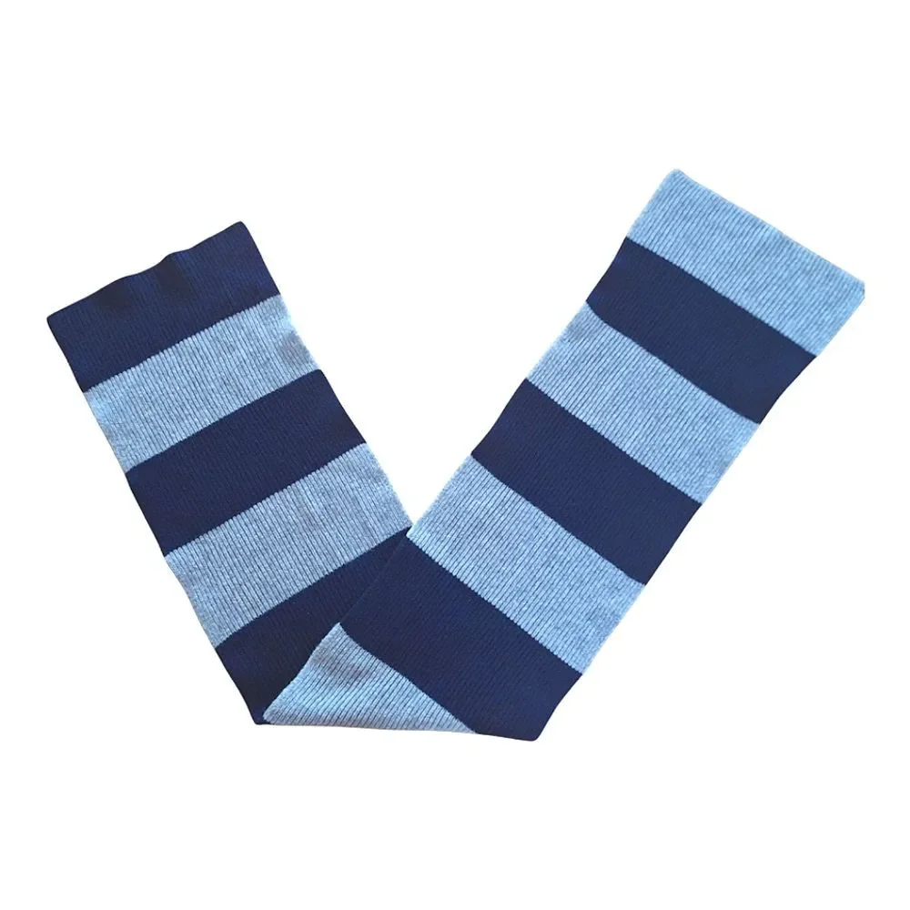 Gap 100% Lambswool Scarf Preppy Rugby Stripe Color Block Navy Blue and Gray NLA